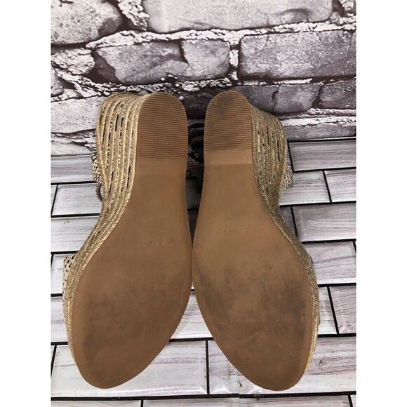 Vince Camuto Marybell Ivory Leather Snake Wedge Espadrilles Sandals Women’s 10.5 - Picture 9 of 16